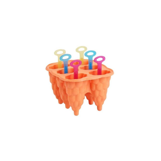 (Orange) Bright Coloured Bunch of Grapes Reusable Silicone 6 Ice lolly Mould