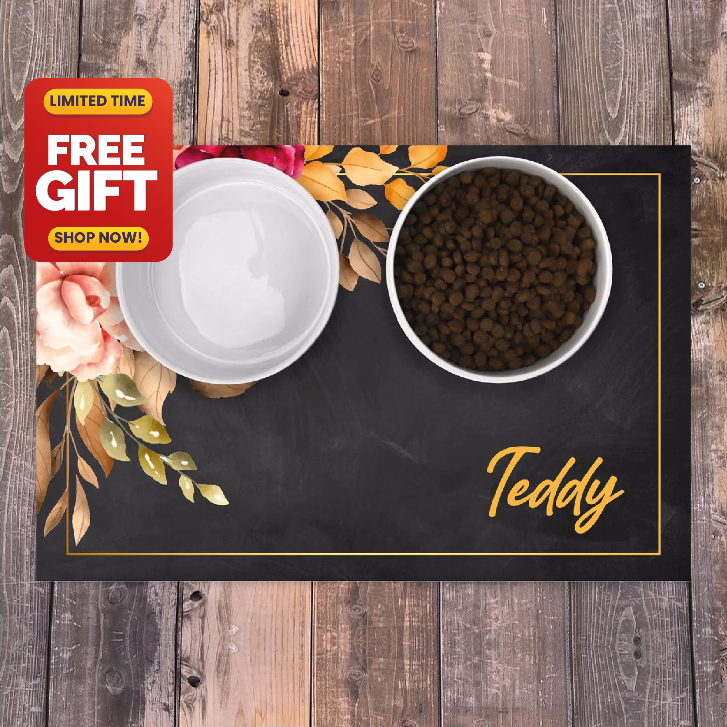 Personalized Pet Mat, Dog Cat Bowl, Placemat, Feeding Custom Gift Food Mat Bowl Pm16