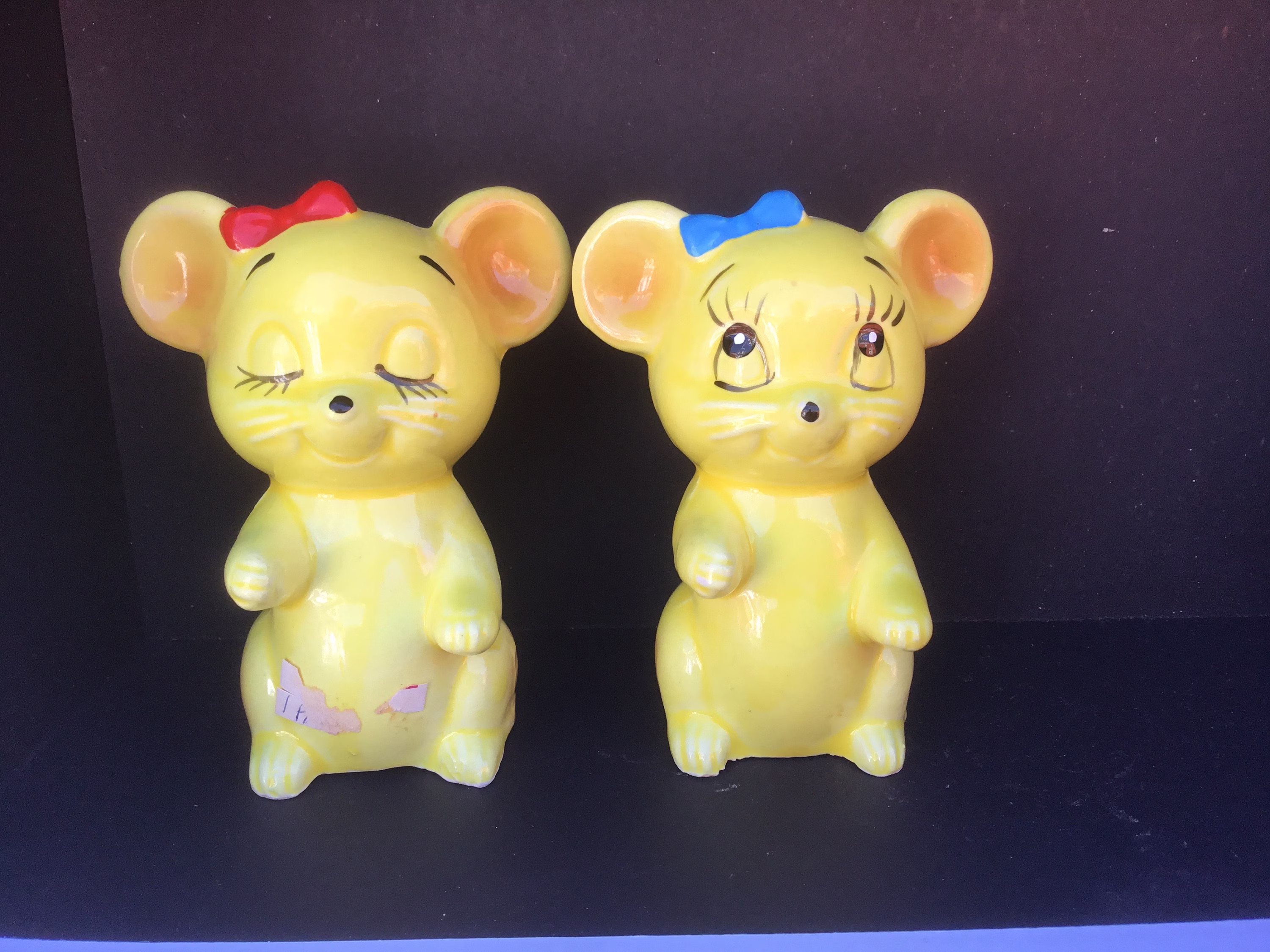 Vintage Salt & Pepper Shakers Yellow Mice Kitchen Decor