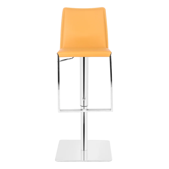 Eccellente Signature Leather Bar Stool Mustard