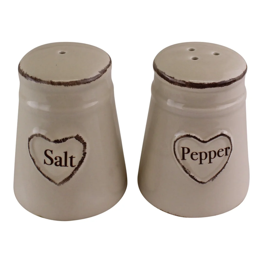 Musselman Heart Range Ceramic Salt and Pepper Shaker Set