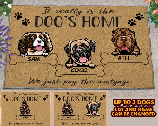 It Really Is The Dog's Home - Personalized Dog Door Mat, Decor Funny Gift, House-Warming Gift