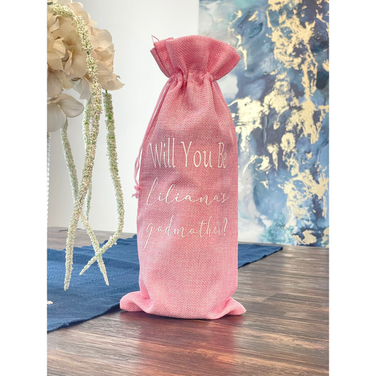 Godmother Pink Wine Themed Proposal, Bag, Gift, Will You Be My Godmother, Madrina, Nina