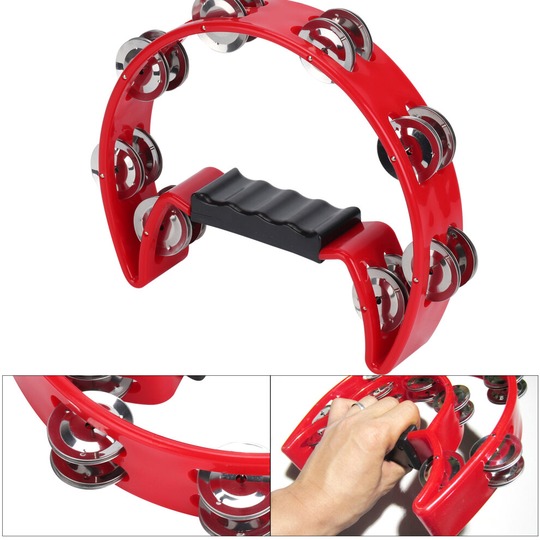 Box Red or RED Half Moon Percussion Tambourine Shaker Instrument Toy