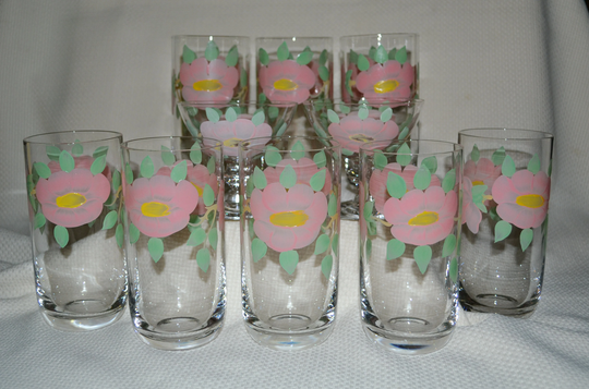 Desert Rose Hand Painted Tumblers, Flower Tumblers