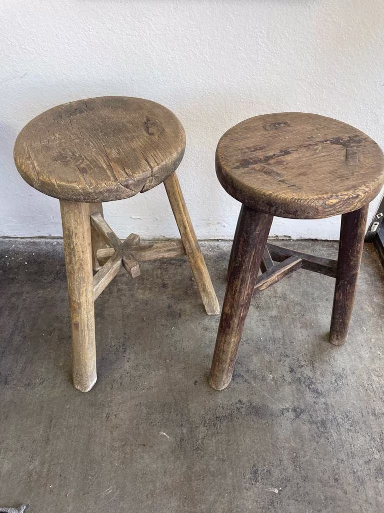 Antique Rustic Vintage Round Stool | Size & Finish Vary