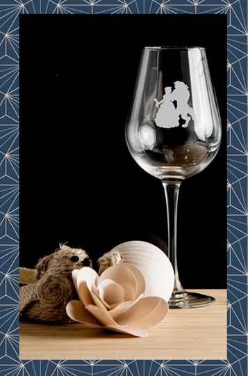 Beauty & Beast Engraved On Wine Glass. Beautiful Etched Can Be Personalised With Any Name. Design Won't Wear Off Like Vinyl.16