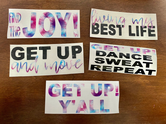 Let's Get Up Inspired Decal - Word Sticker Workout Decal Only