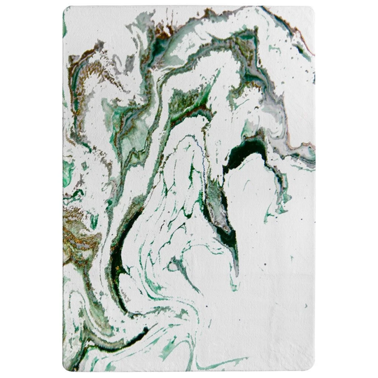 Pecora Marble Designer Shaggy White/Green Rug