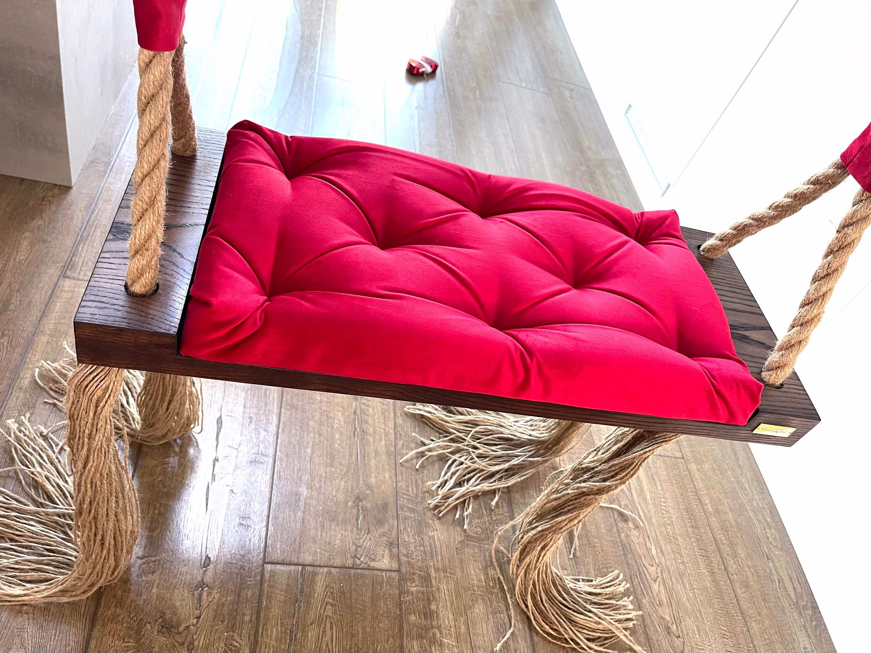 Extra Large Adults Kids Indoor Outdoor Solid Wooden Swing Colors Available Free Shipping Customized Your Own Bright Red Luxury Swing