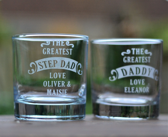 Personalised Father's Day Glass Daddy Dad Stepdad Grandad