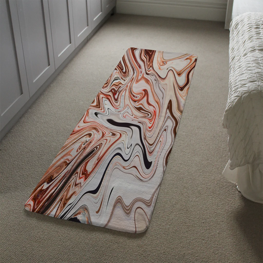 Lamoreaux Rippled Marble Designer Shaggy Beige/Orange/Cream Rug