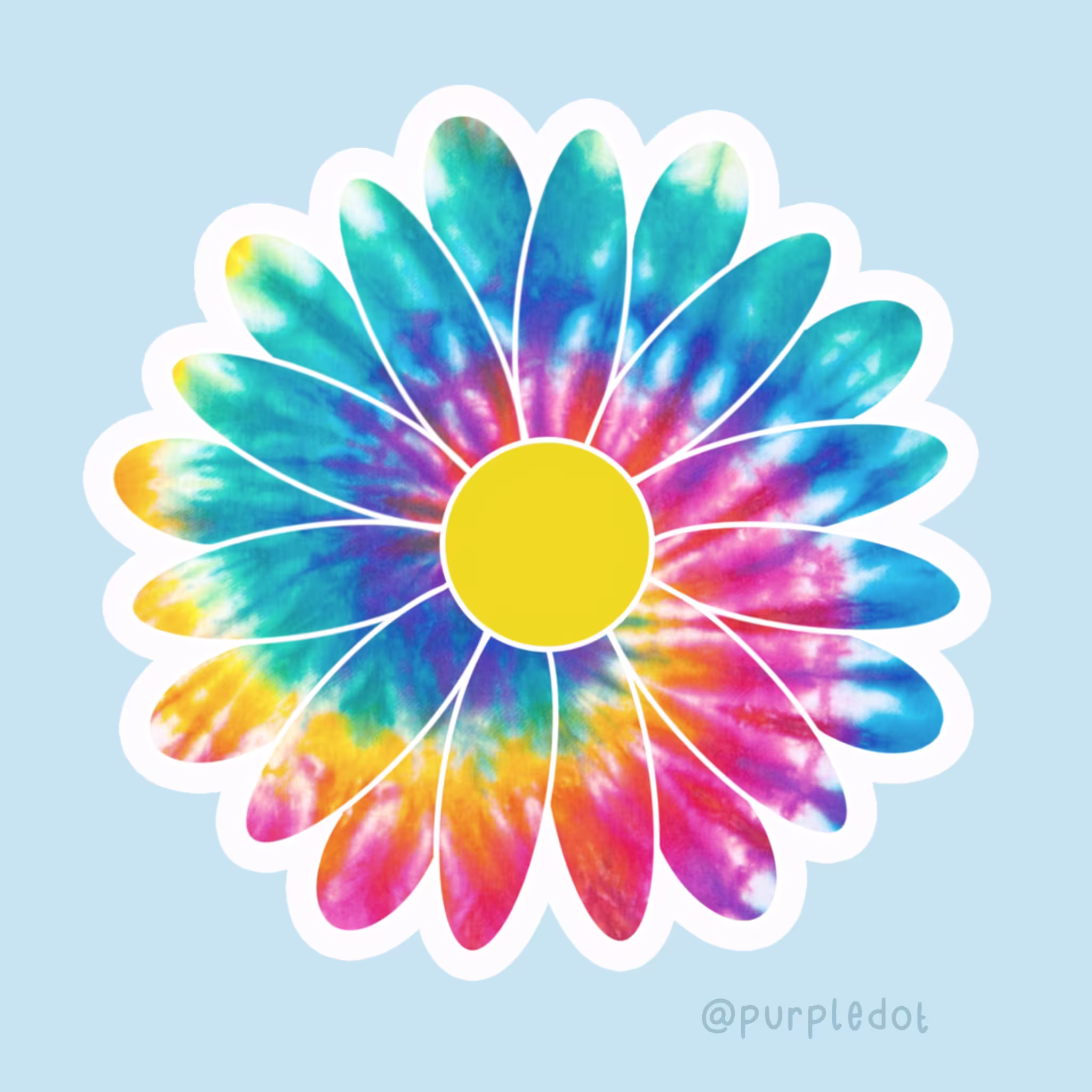 Tie Dye Daisy Sticker | Waterproof
