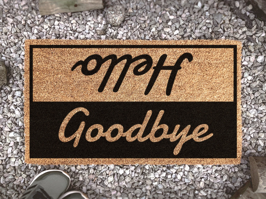 Hello Goodbye Welcome Doormat - Funny Door Mat New Home Gift Housewarming Decor