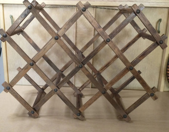 Vintage Wooden Wine Rack | Wood Accordian Expandable Collapsible Farmhouse Rack