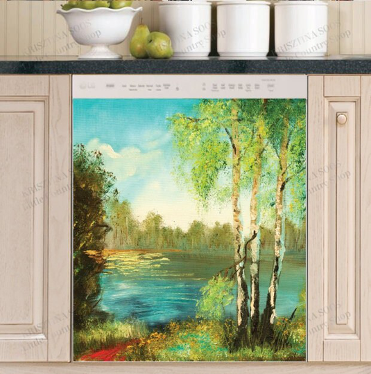 Kitchen Dishwasher Magnet Cover - Summer Holiday At The Lake