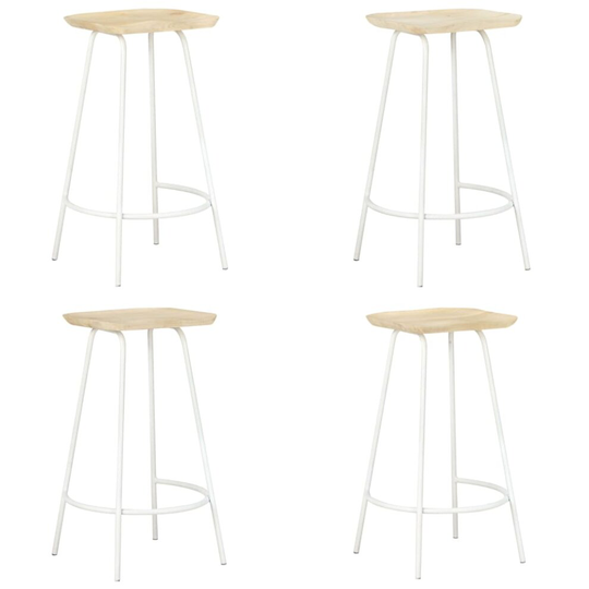 vidaXL 4x Solid Mango Wood Bar Stools Home Furniture Counter Pub Bistro Chairs