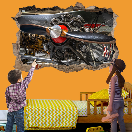 Plane Hangar Propeller Engine Wall Sticker Art Poster Mural Transfer Decal Print Room Home Nursery Office Shop Decor Id523