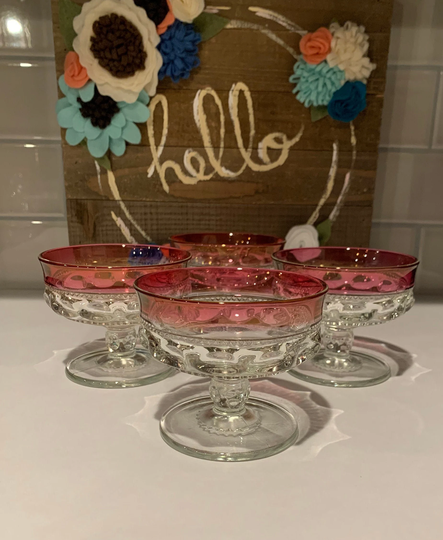 Vintage Champagne/Tall Sherbet King's Crown-Ruby Flashed | Top Only By Tiffin-Franciscan Set Additions | Replacements