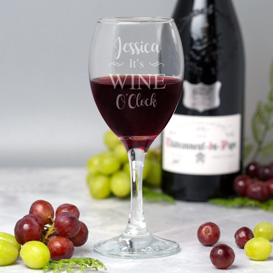 Personalised Wine O'clock Glass Birthday Christmas Gifts For Her Him Mum Girls Mothers Day Rose White Red Wine Lover