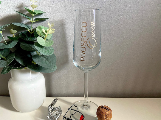 Prosecco Queen, Glass, Christmas Gift, Birthday Champagne Personalised Glassed, For Her, Secret Santa Gift