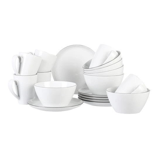 Lido Black Line 18 Piece Dinnerware Set, Service for 6