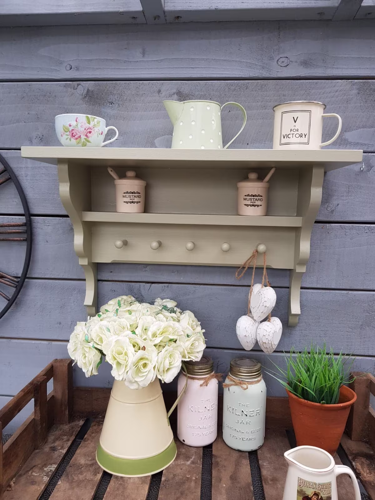 Wooden Shaker Shelf Peg Shabby Chic Two Level Kitchen Bathroom Bedroom Bespoke Made To Measure Brackets