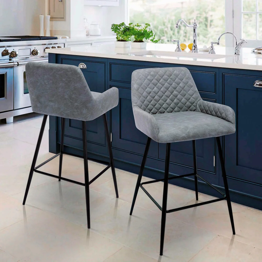 Bar Stool Set Of 2 PU Leather Dining Chair
