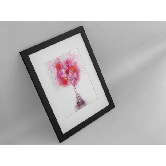 Pink Gin Glass - Picture Frame Painting Print on Wood