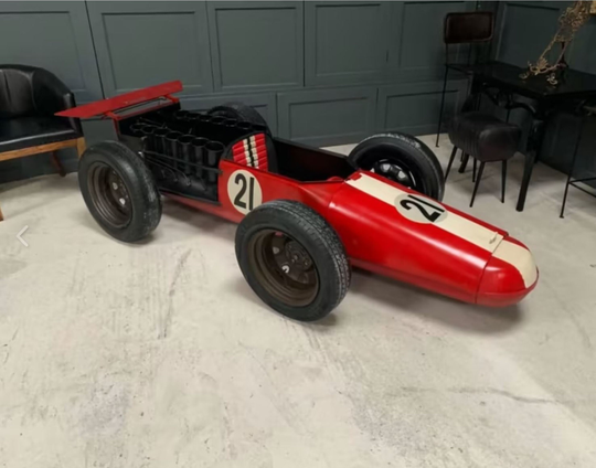 Ferrari Racing Car Hand Made Metal Bar On Original Wheels Under Bonnet Storage Wine Rack Etc