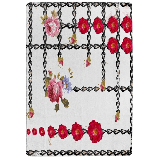 Pedigo Roses and Chains Designer Shaggy White/Red Rug