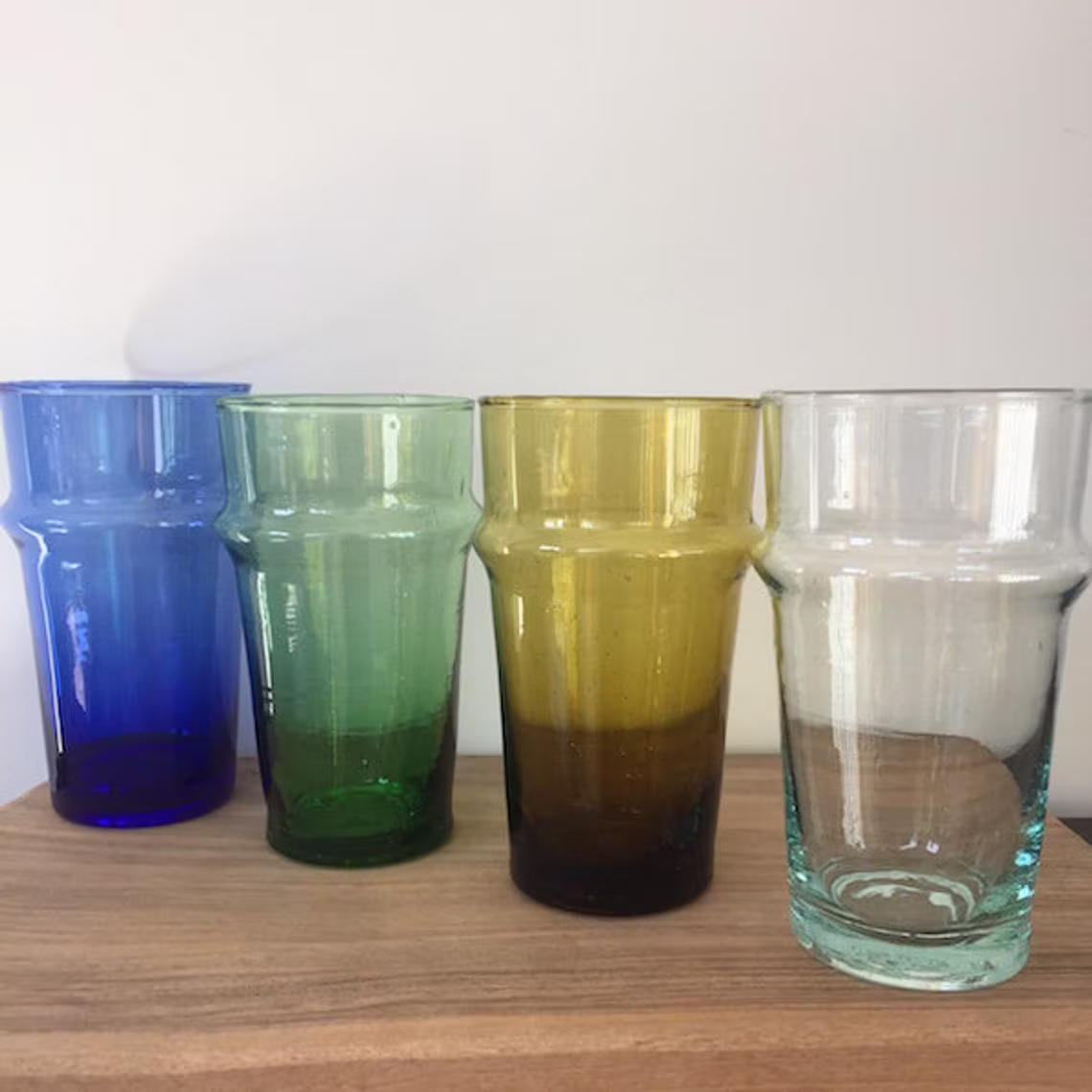 Lot Of 6 Hand Blown Colored Ripple Puffy Glass | Coffee Set Glassware Colorful Tea Cup Cocktail