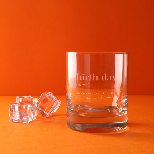 Engraved Birthday Definition Whiskey Glass Tumbler - Funny Gift For Men Him Friends