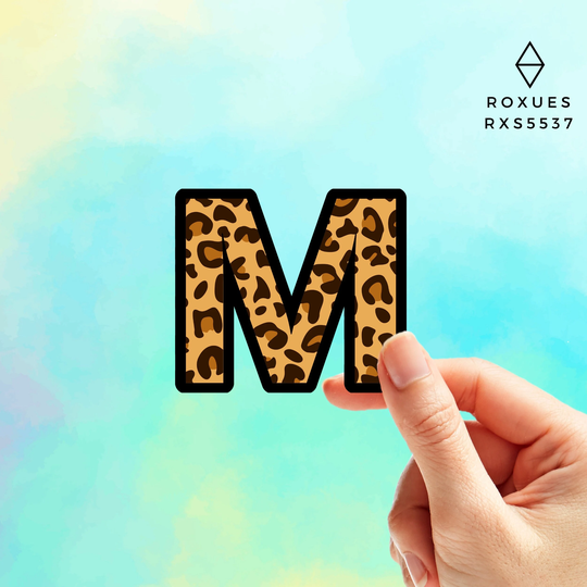 Leopard Print Letter M Sticker, Water Bottle Laptop Name Stickers, Letter Macbook Macbook Decal