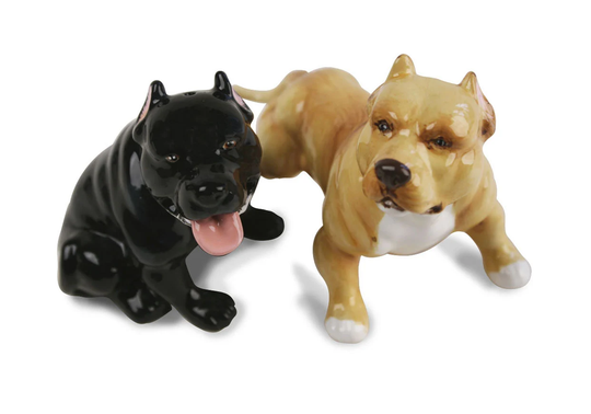 Pit Bull Terrier Handmade Cruet Set Mini Fawn & Black | 8cm X 6cm