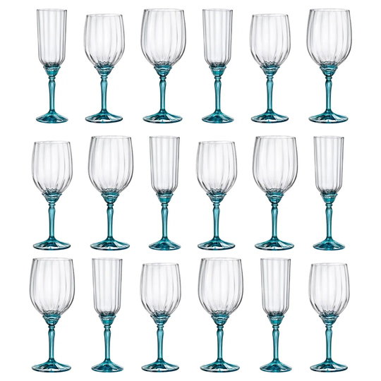 18Pc Bormioli Rocco Florian Stemware Set - Blue