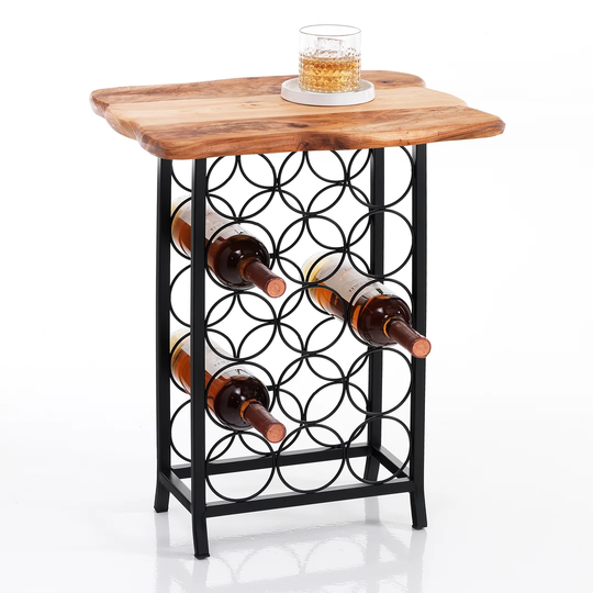 Hoboken 15 Bottle Floor Wine Bottle Rack in Brown/Black