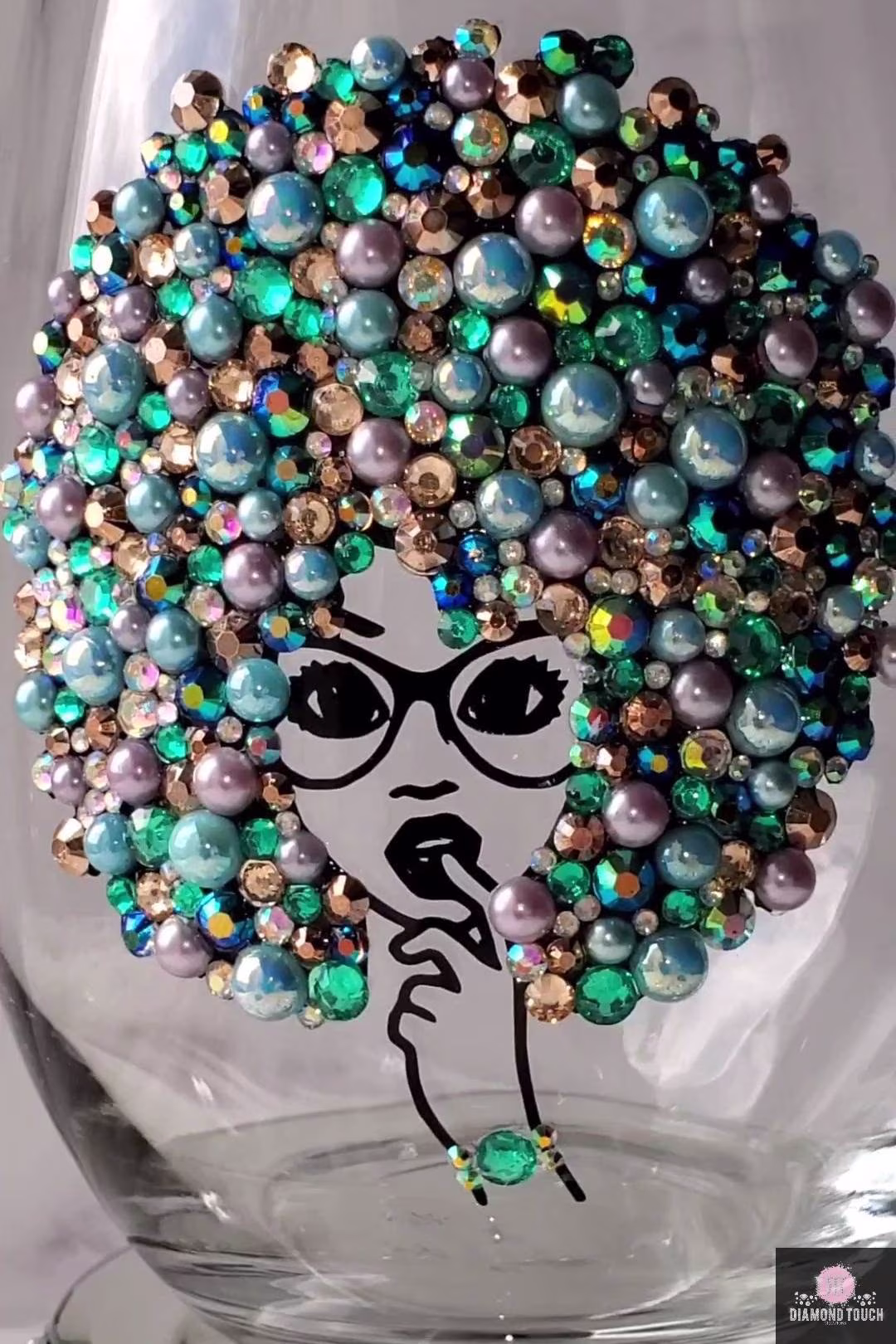 Bling Wine Tumbler - Stemless Glass Afro Personalized Birthday Gift Glam Diva