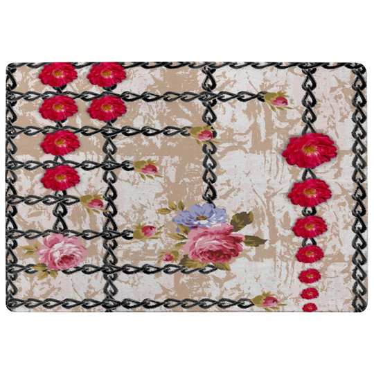 Flynn Flowers and Chains Designer Shaggy Red/Taupe Rug