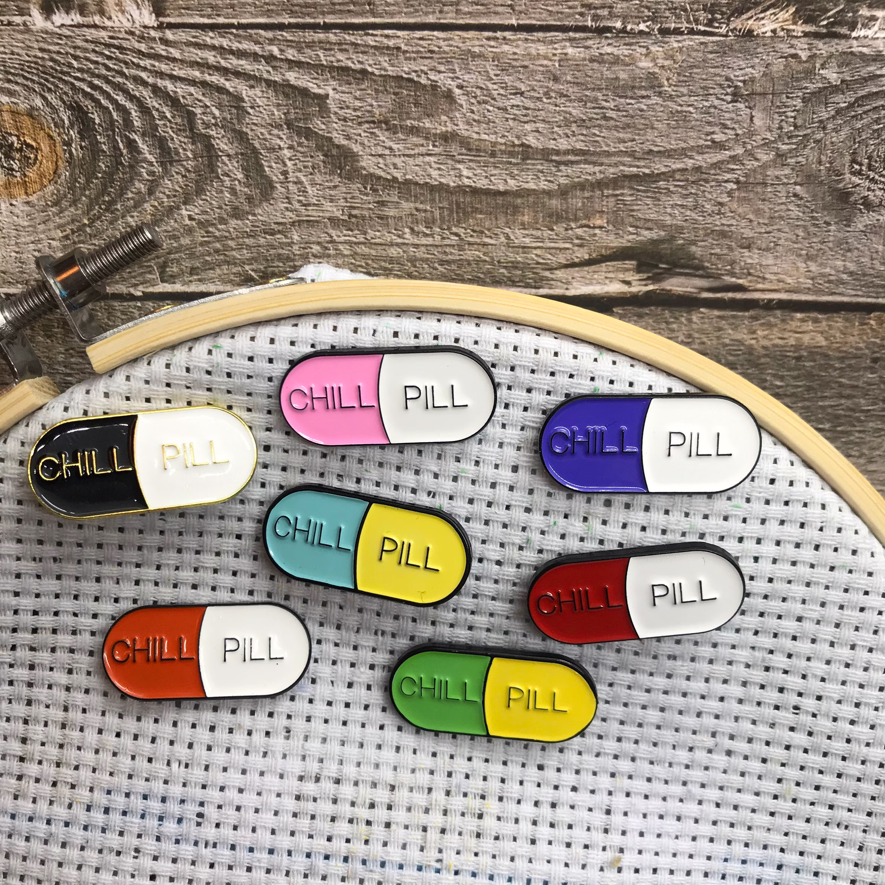 Needle Minder Seven Colours | Enamel Chill Pill Needle Minder/Fridge Magnet Gift Nurse, Pharmacy, Doctor || Stocking Filler
