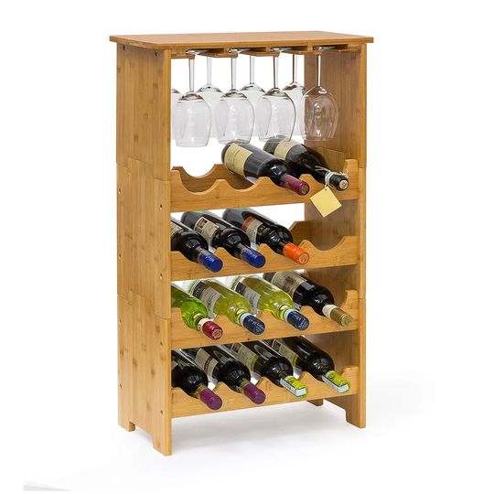 Durden 16 Bottle Floor Wine Bottle & Glass Rack in Yellow