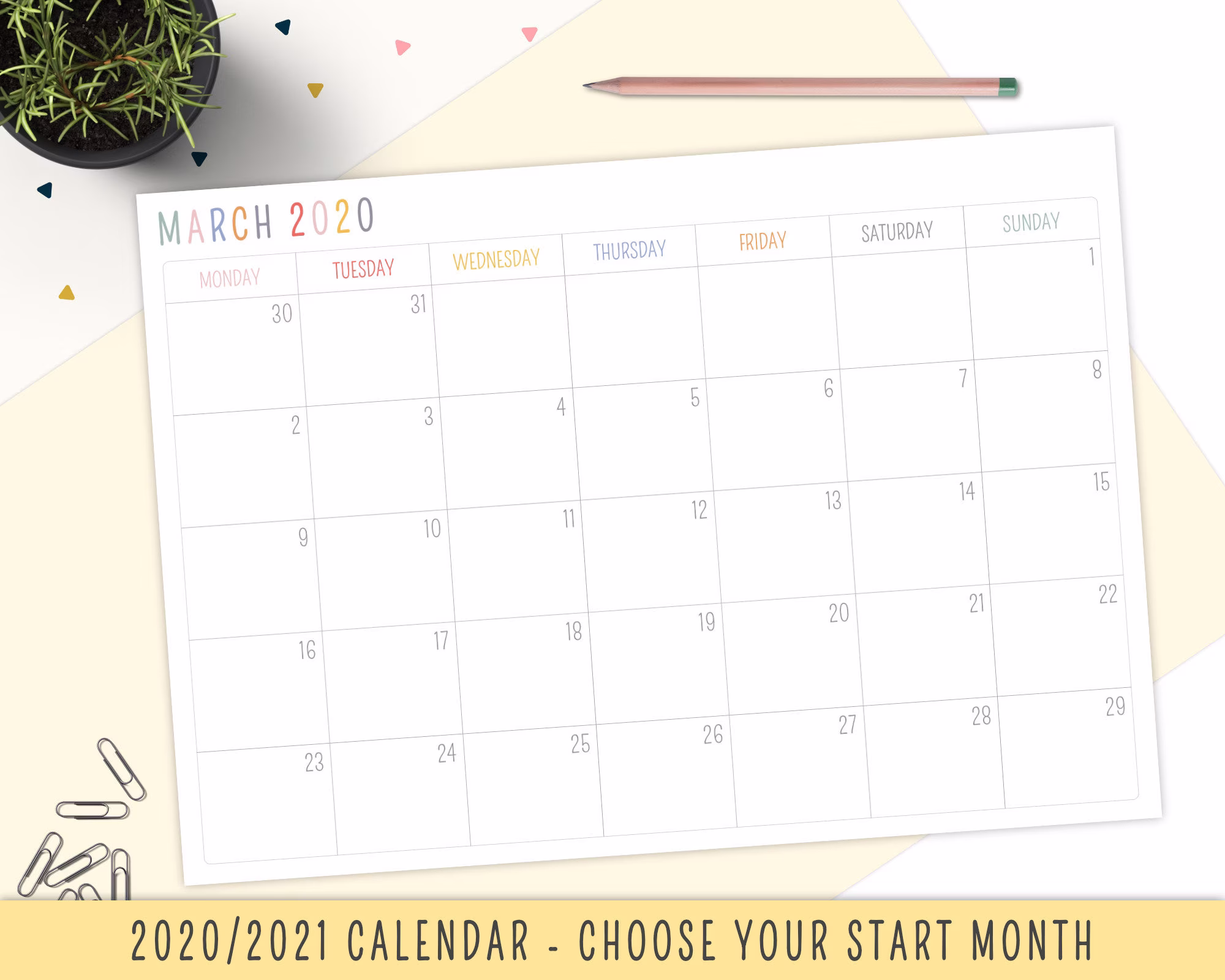 2022/2023 Monthly Calendar Notepad - A4 Tearable Yearly Organiser Pad