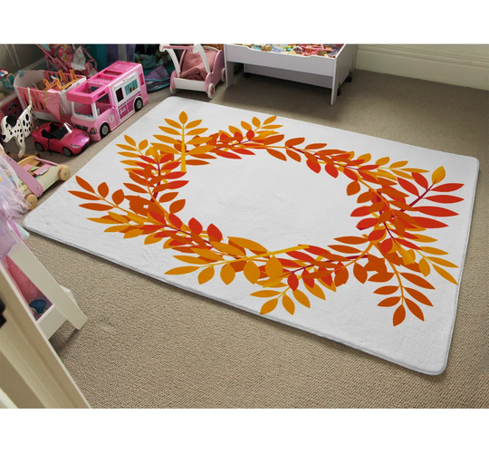 Pastore Autumn Leaves Designer Shaggy Orange/White Rug