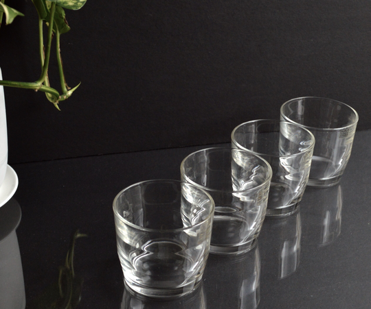 4 Prisma #6060 Juice Glasses | 175 Ml By Kaj Franck, Finland. Nuutajärvi/Arabia Glass, 1967 Design. Vintage Mid-Century Mod Finnish Glass