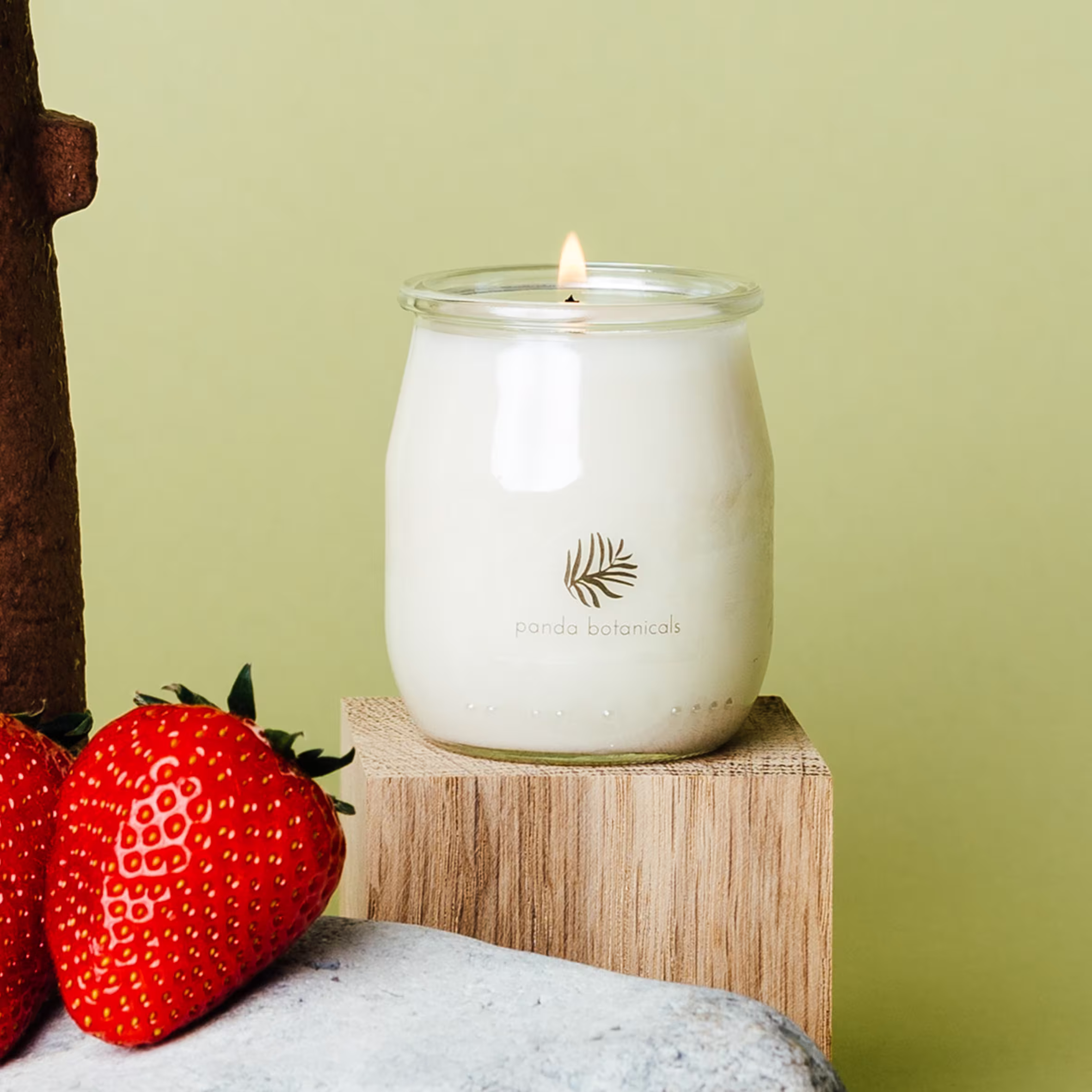 British Strawberry & Sparkling Wine - Soy Wax Candle Bottle Glass Eco UK