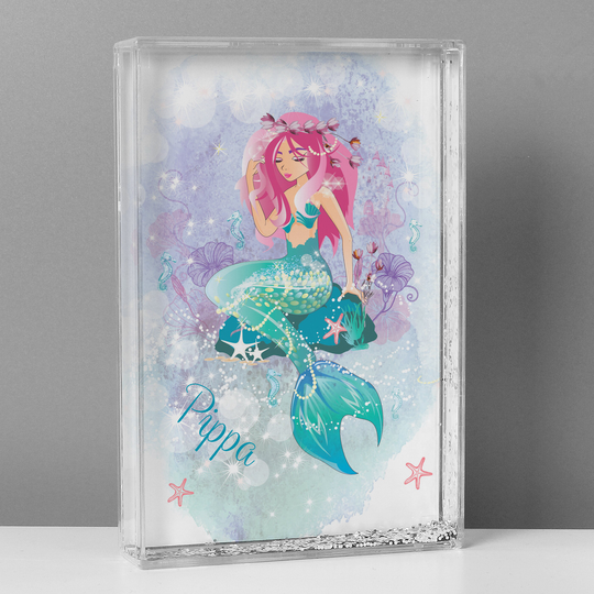 Personalised Mermaid 6x4 Glitter Shaker Photo Frame | Girls Bedroom Decoration
