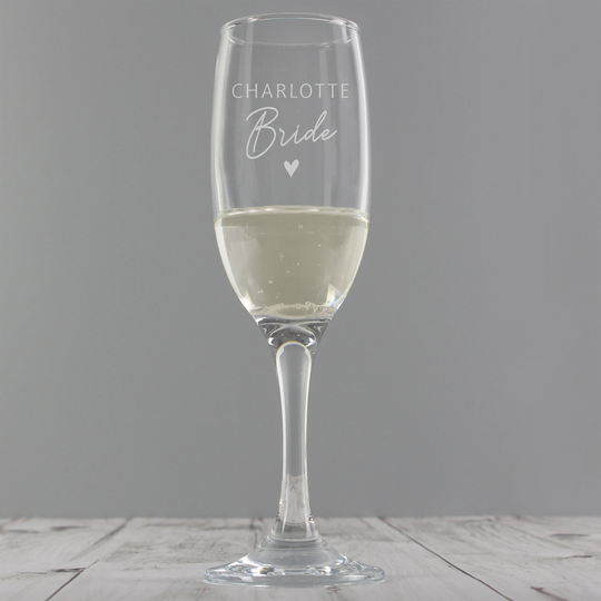 Personalised Bride Flute Glass - Wedding Gift | Hen Party Day For Her Champagne