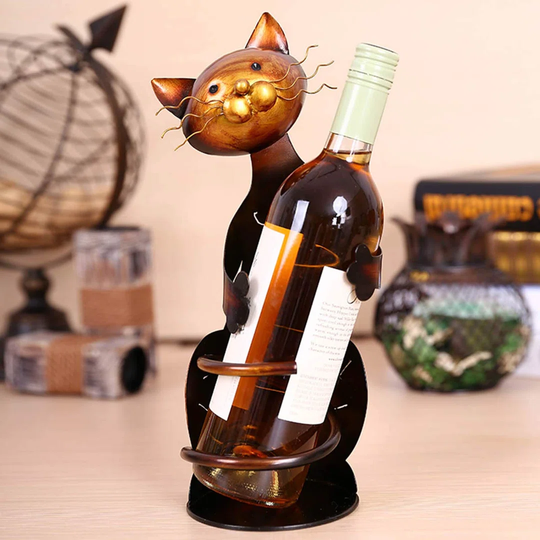 Cat Wine Bottle Holder Animal Sculpture Statue Decorative Kitchen Bar Wine Stands Racks Gifts For Cat Lovers And Wine Lovers