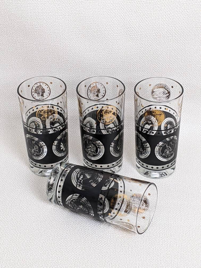 Vintage Continental Can Company Coin Glasses - Set Of 4 Ccc 12 Oz Capacity Tumblers