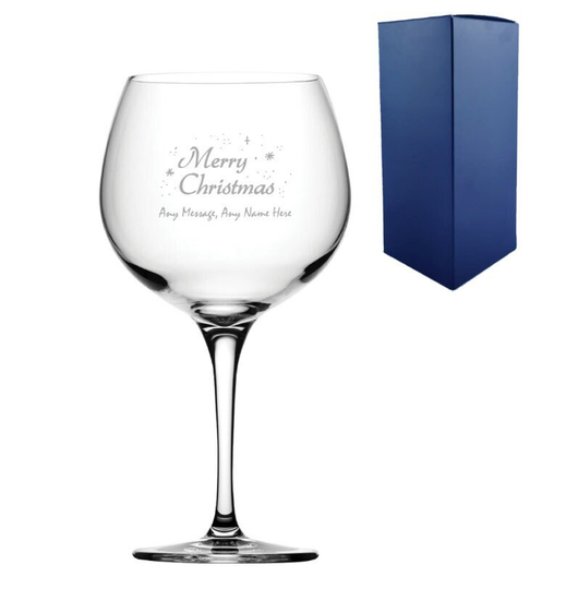 Personalised Any Name Engraved Merry Christmas Cocktail Balloon Glass & Gift Box , Gin Martini Wine Pint Champagne Flute